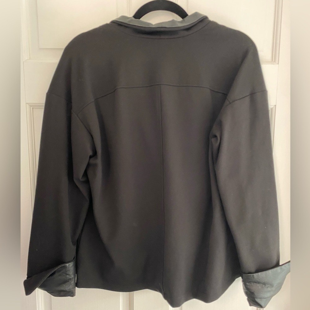H by Halston Black Leather Trim Zip Jacket with Pockets Size 10 D - Picture 3 of 6
